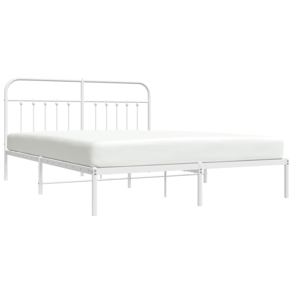 Bed Frame | White | Powder-Coated Steel | Double | Bed Frame
