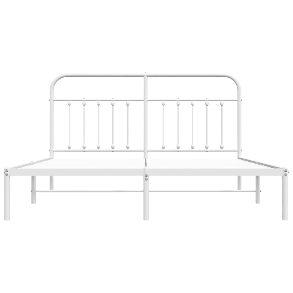 Bed Frame | White | Powder-Coated Steel | Double | Bed Frame
