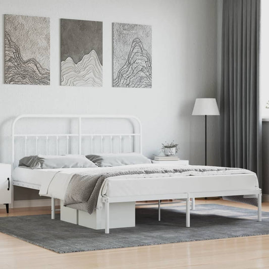 Bed Frame | White | Powder-Coated Steel | Double | Bed Frame