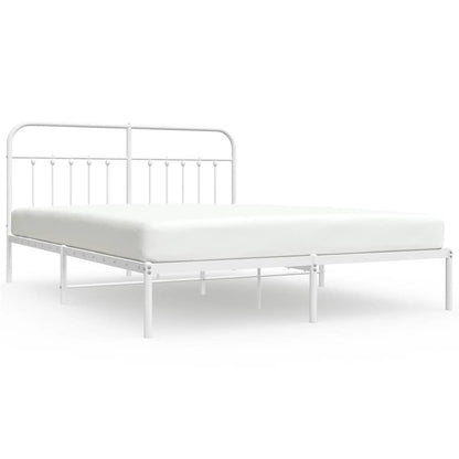 Bed Frame | White | Powder-Coated Steel | 180x200 cm | | Rectangular