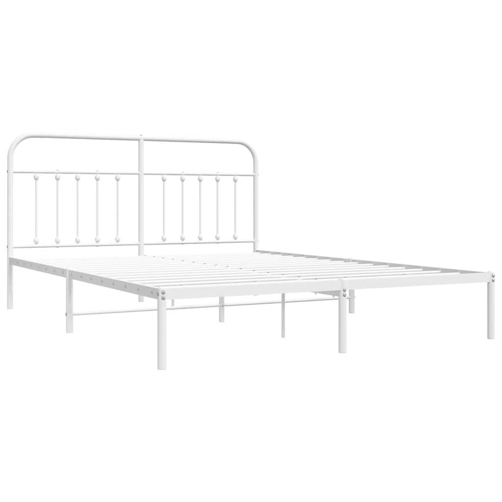 Bed Frame | White | Powder-Coated Steel | 180x200 cm | | Rectangular
