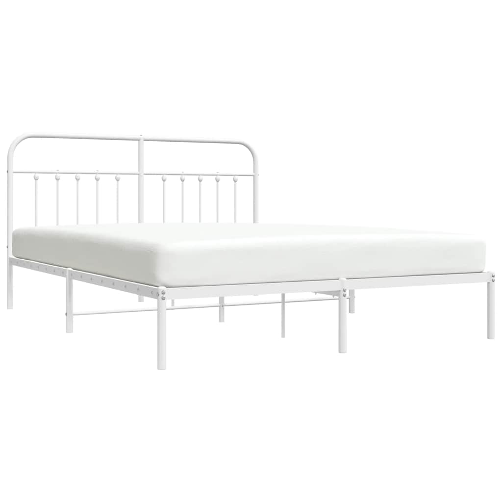 Bed Frame | White | Powder-Coated Steel | 180x200 cm | | Rectangular