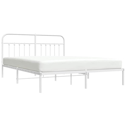 Bed Frame | White | Powder-Coated Steel | 180x200 cm | | Rectangular