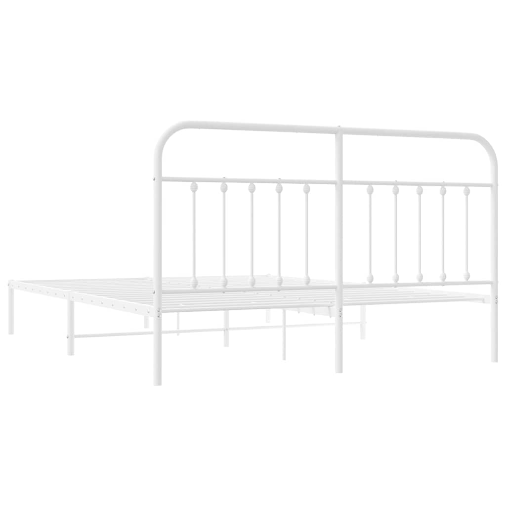 Bed Frame | White | Powder-Coated Steel | 180x200 cm | | Rectangular