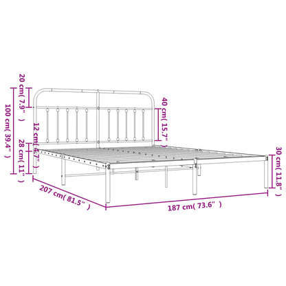 Bed Frame | White | Powder-Coated Steel | 180x200 cm | | Rectangular