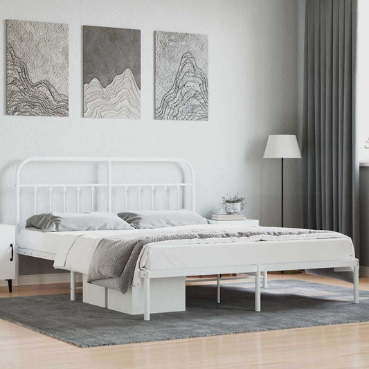 Bed Frame | White | Powder-Coated Steel | 180x200 cm | | Rectangular