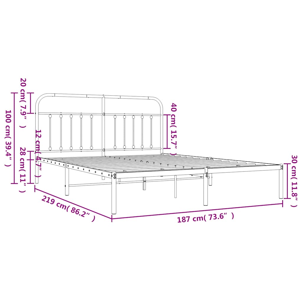Bed Frame | White | Powder-coated steel | Double | Bed Frame