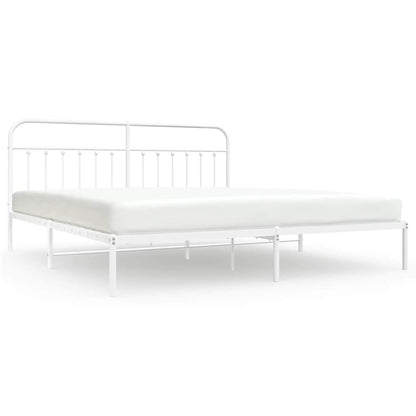 Bed Frame | White | Powder-Coated Steel | 193 cm x 203 cm |  Industrial