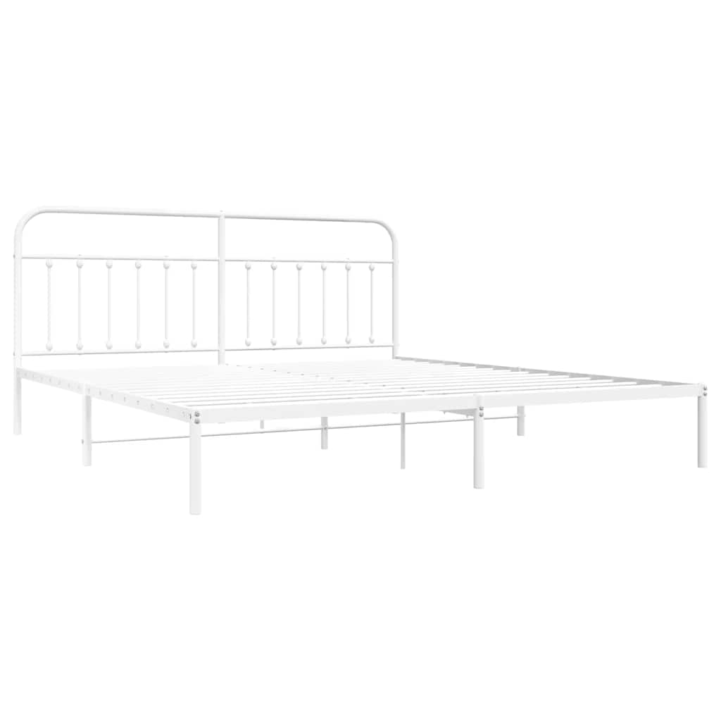 Bed Frame | White | Powder-Coated Steel | 193 cm x 203 cm |  Industrial