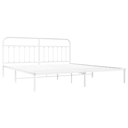Bed Frame | White | Powder-Coated Steel | 193 cm x 203 cm |  Industrial