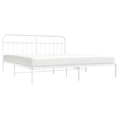 Bed Frame | White | Powder-Coated Steel | 193 cm x 203 cm |  Industrial