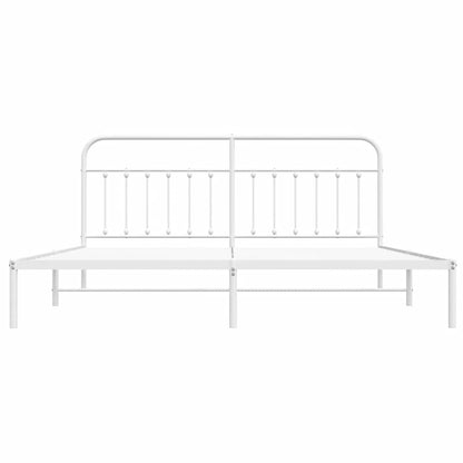 Bed Frame | White | Powder-Coated Steel | 193 cm x 203 cm |  Industrial