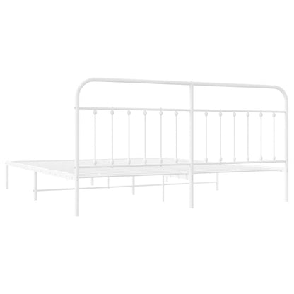 Bed Frame | White | Powder-Coated Steel | 193 cm x 203 cm |  Industrial