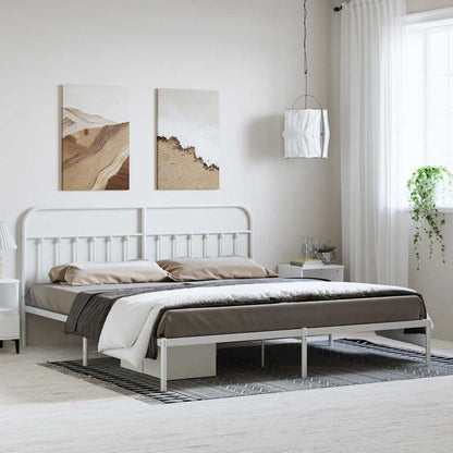 Bed Frame | White | Powder-Coated Steel | 193 cm x 203 cm |  Industrial