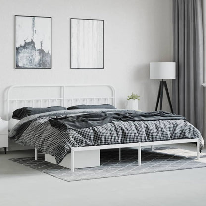 Bed Frame | White | Powder-Coated Steel | Double | Bed Frame