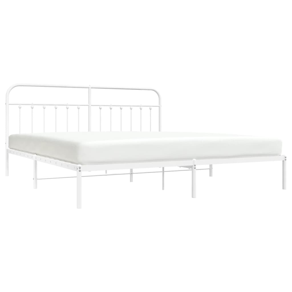 Bed Frame | White | Powder-Coated Steel | Double | Bed Frame