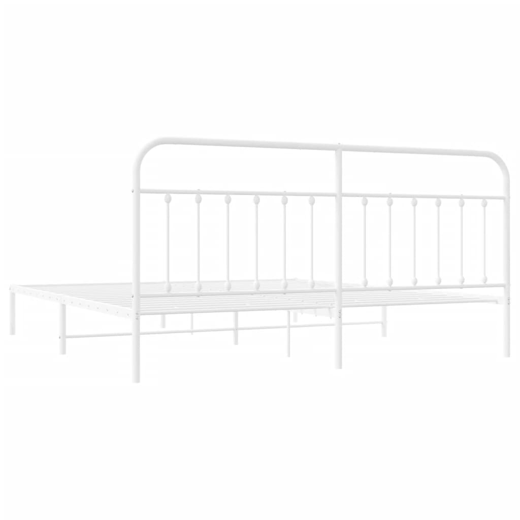 Bed Frame | White | Powder-Coated Steel | Double | Bed Frame