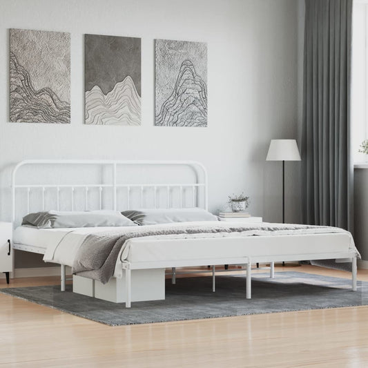 Bed Frame | White | Powder-Coated Steel | Double | Bed Frame