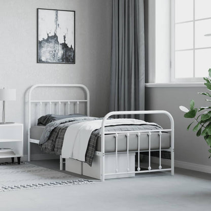 Bed Frame | White | Powder-Coated Steel | Single | Bed Frame