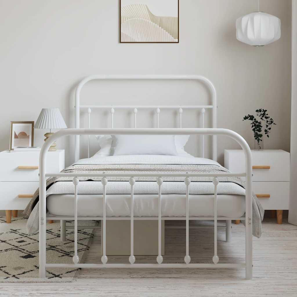 Bed Frame | White | Powder-Coated Steel | Single | Bed Frame