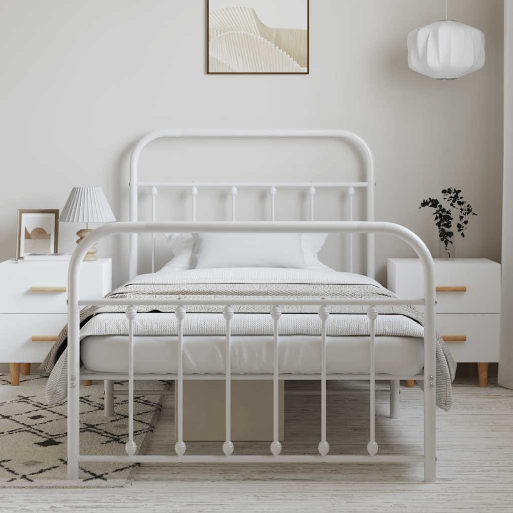 Bed Frame | White | Powder-Coated Steel | Single | Bed Frame