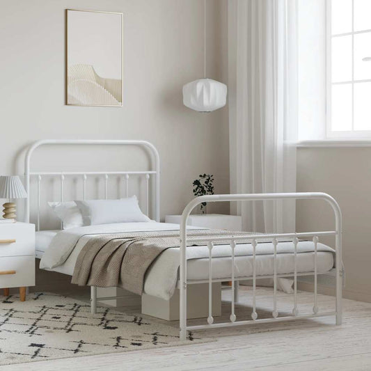 Bed Frame | White | Powder-Coated Steel | Single | Bed Frame