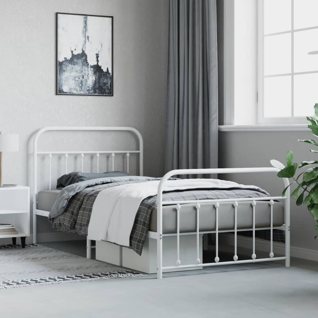Bed Frame | White | Powder-Coated Steel | Single | Bed Frame