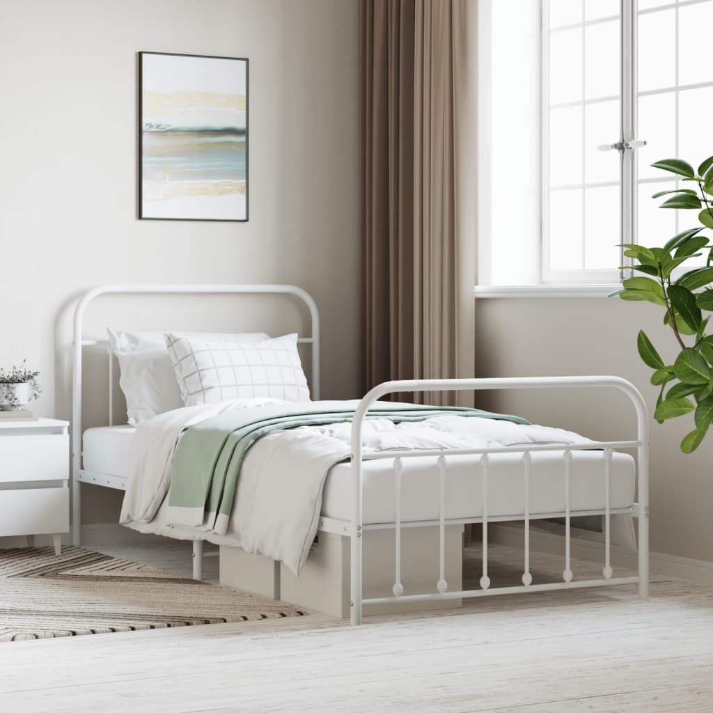 Bed Frame | White | Powder-Coated Steel | Single | Bed Frame