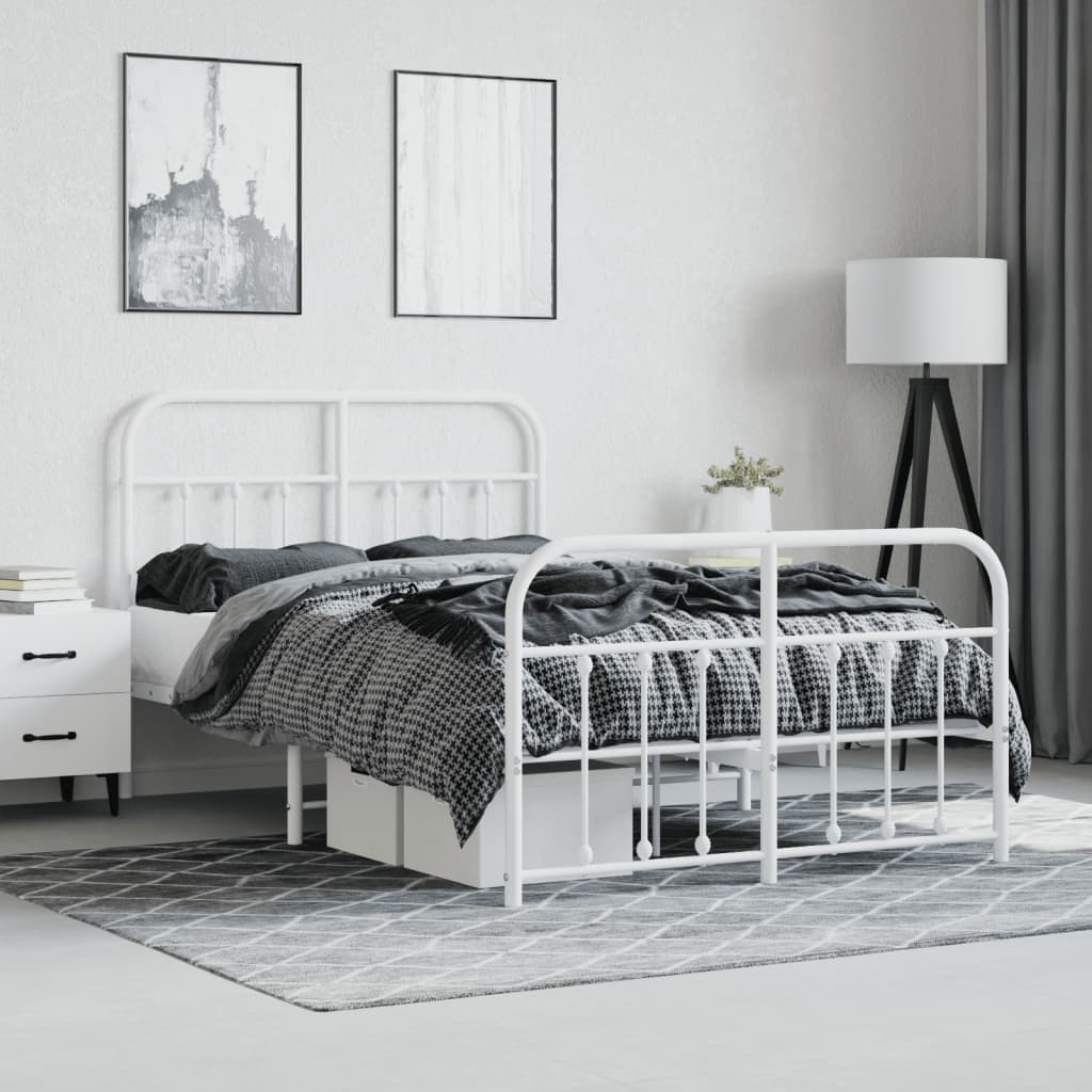 Bed Frame | White | Powder-Coated Steel | 120x190 cm | Bed Frame