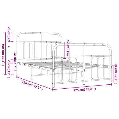 Bed Frame | White | Powder-Coated Steel | 120x190 cm | Bed Frame