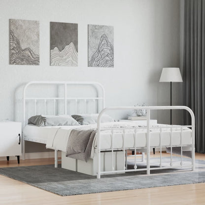 Bed Frame | White | Powder-Coated Steel | 120x190 cm | Bed Frame