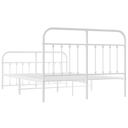 Metal Bed Frame without Mattress with Footboard White 135x190cm