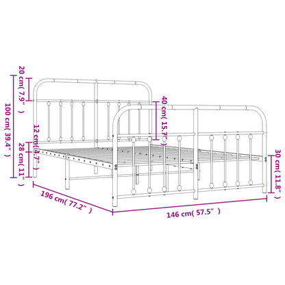Bed Frame | White | Powder-Coated Steel | 140x190 cm | Bed Frame