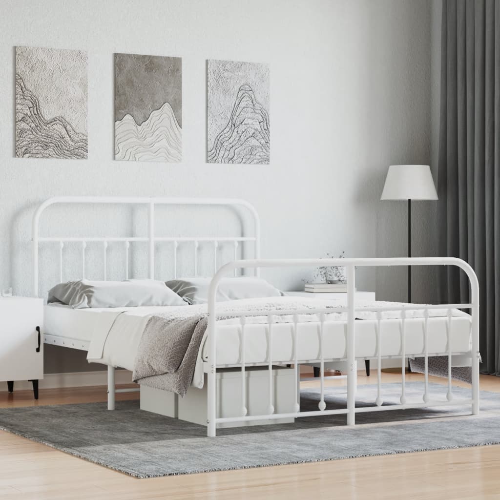 Bed Frame | White | Powder-Coated Steel | 140x190 cm | Bed Frame