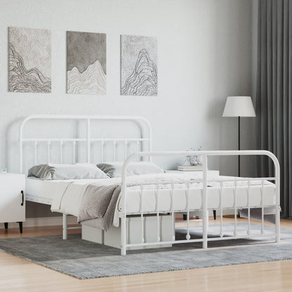 Bed Frame | White | Powder-Coated Steel | 140x190 cm | Bed Frame