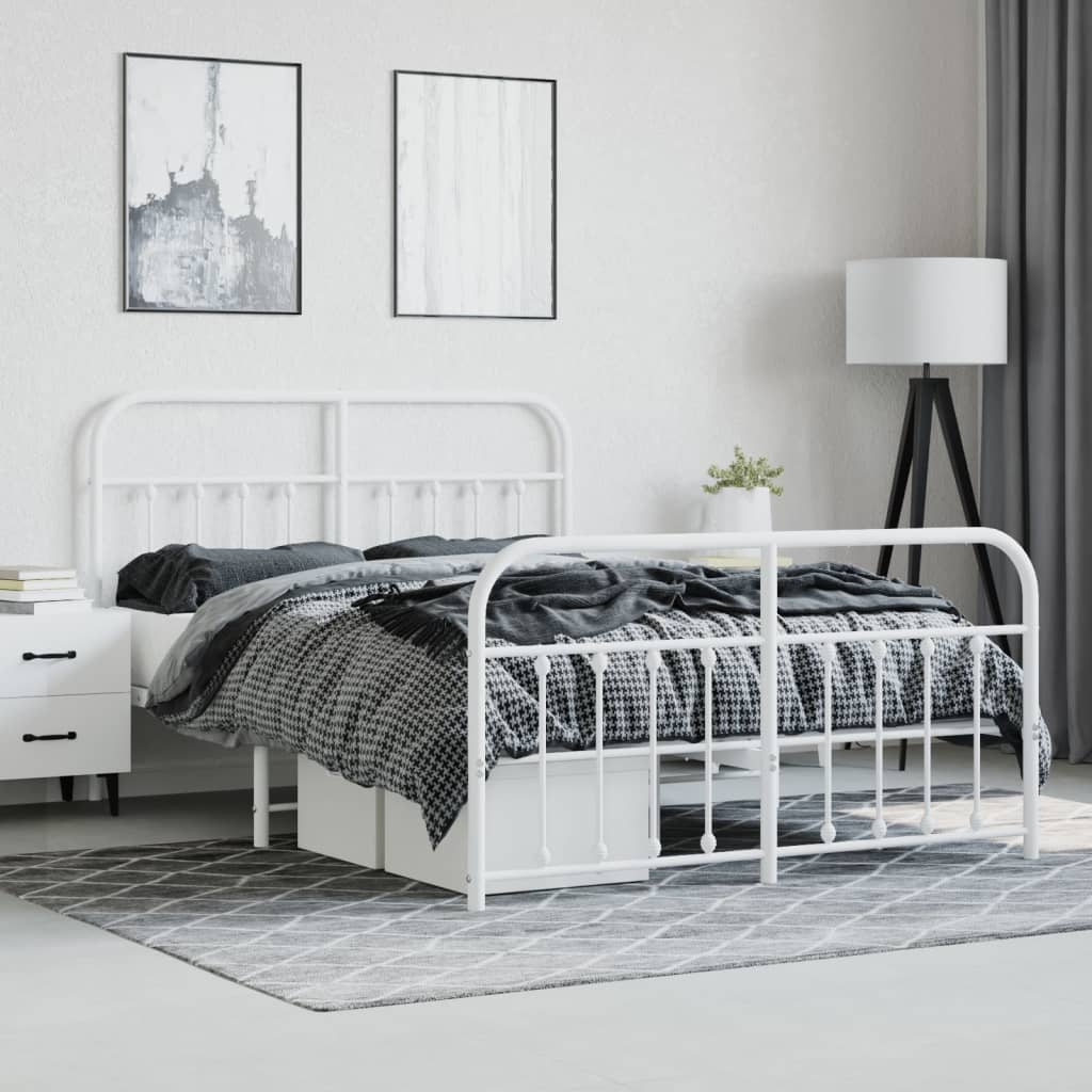 Bed Frame | White | Powder-Coated Steel | 140 x 200 cm | Bed Frame