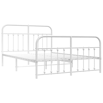 Metal Bed Frame without Mattress with Footboard White 150x200cm
