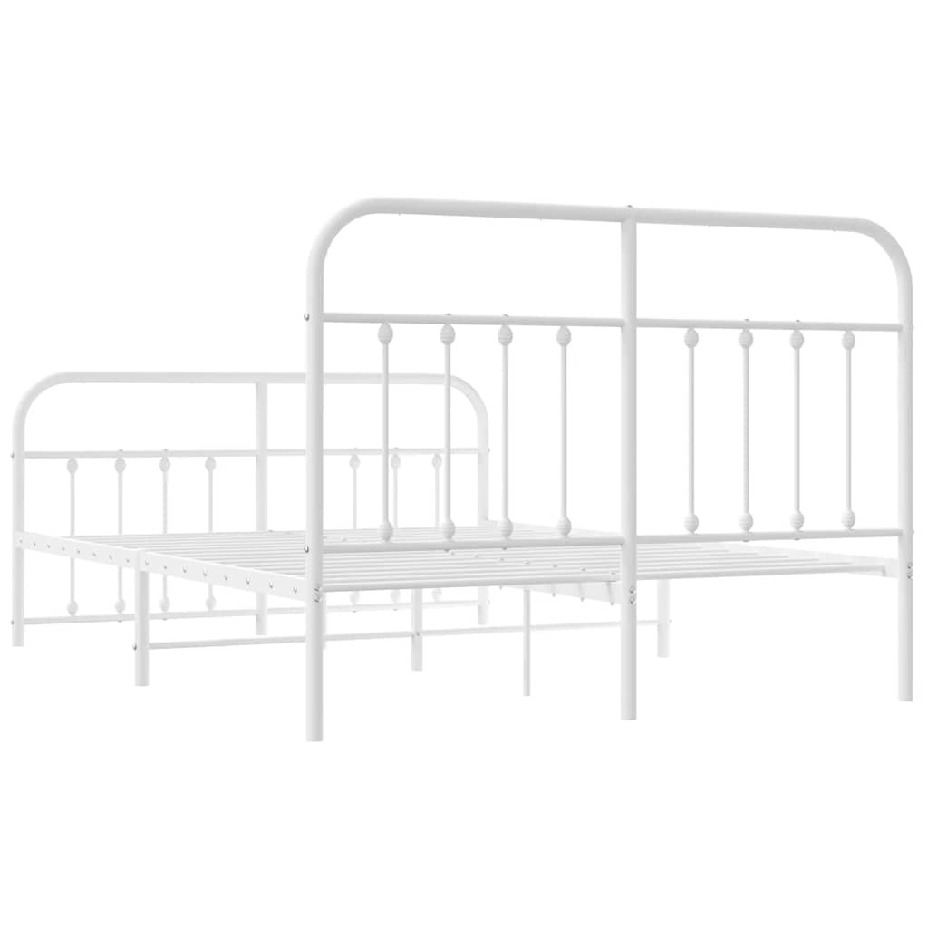 Metal Bed Frame without Mattress with Footboard White 150x200cm