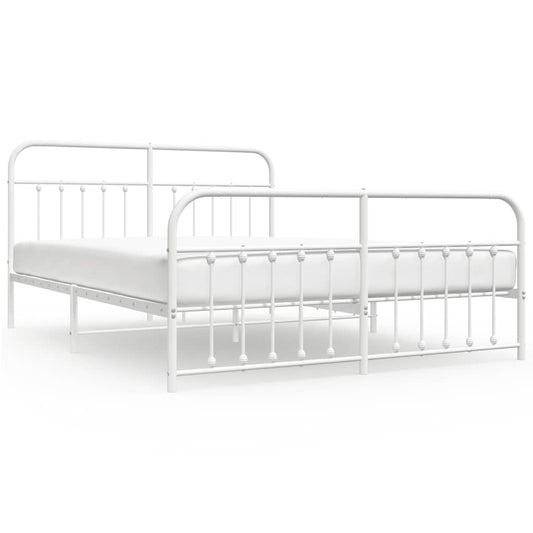 Bed Frame | White | Steel | Double | Bed Frame | Rectangular