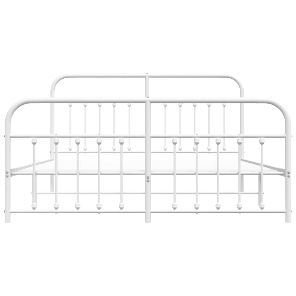 Metal Bed Frame without Mattress with Footboard White 160x200cm