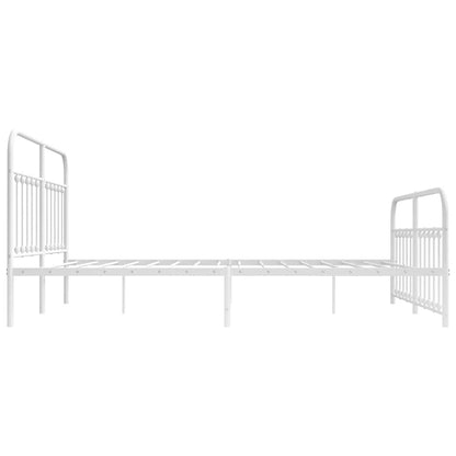 Metal Bed Frame without Mattress with Footboard White 160x200cm