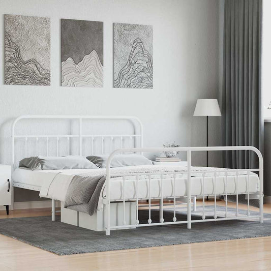 Bed Frame | White | Steel | Double | Bed Frame | Rectangular