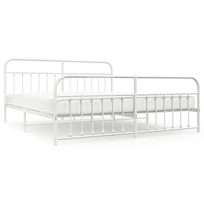 Bed Frame | White | Powder-Coated Steel | Double | Industrial | Bed Frame