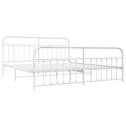Bed Frame | White | Powder-Coated Steel | Double | Industrial | Bed Frame