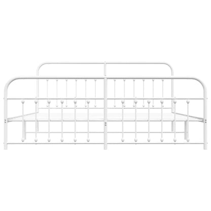 Bed Frame | White | Powder-Coated Steel | Double | Industrial | Bed Frame