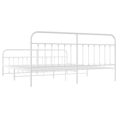 Bed Frame | White | Powder-Coated Steel | Double | Industrial | Bed Frame