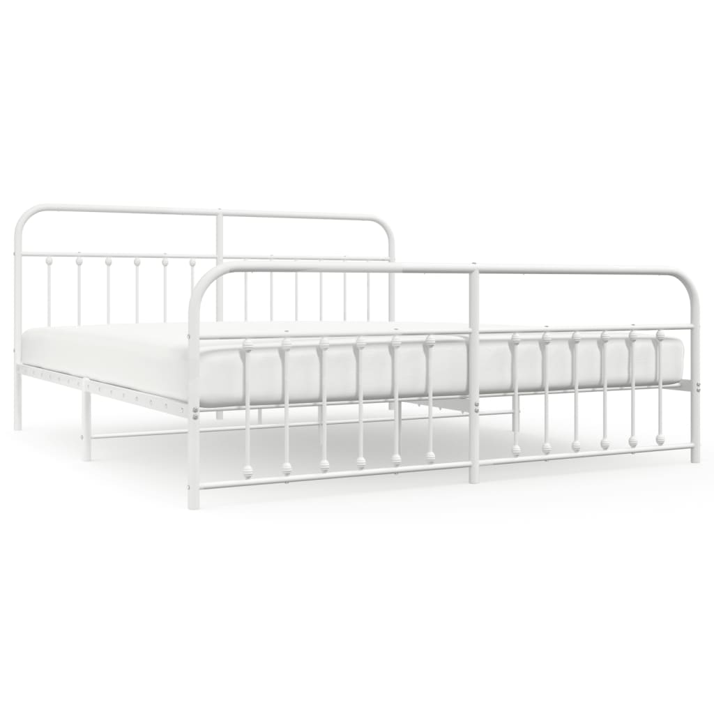 Bed Frame | White | Steel | 200x200 cm | Bed Frame | Rectangular