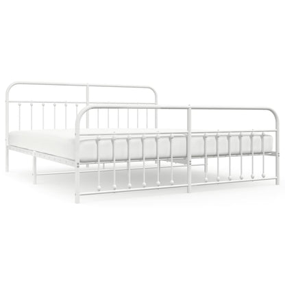 Bed Frame | White | Steel | 200x200 cm | Bed Frame | Rectangular