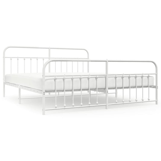 Bed Frame | White | Steel | 200x200 cm | Bed Frame | Rectangular