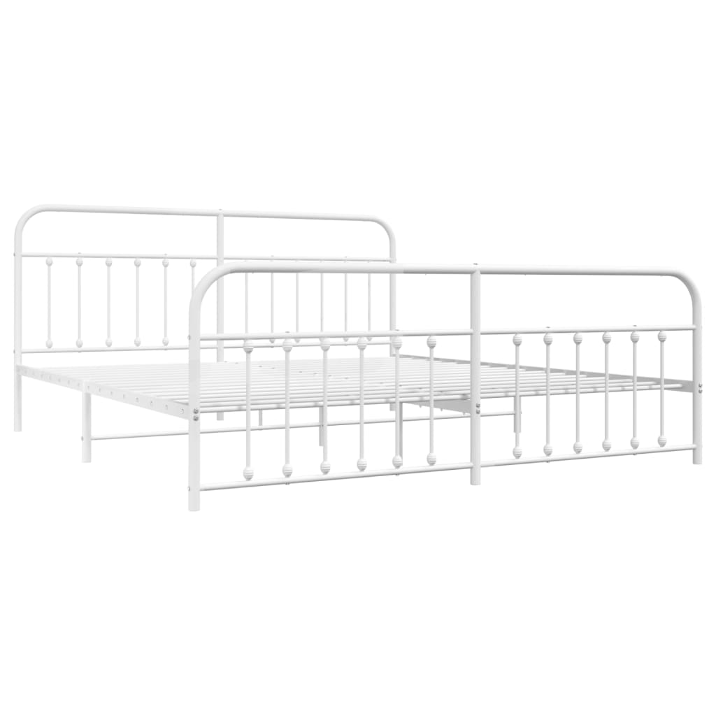 Bed Frame | White | Steel | 200x200 cm | Bed Frame | Rectangular